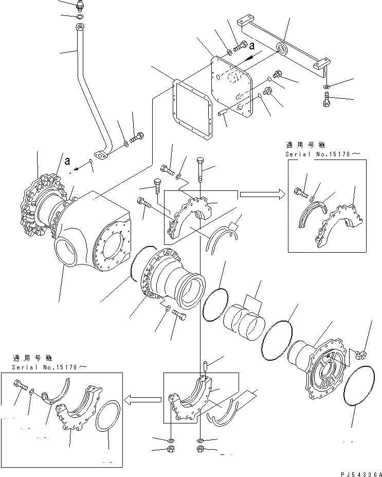 Схема запчастей Komatsu GD510R-1 - КОРПУС КОНЕЧН. ПЕРЕДАЧИ(№-9) СИЛОВАЯ ПЕРЕДАЧА