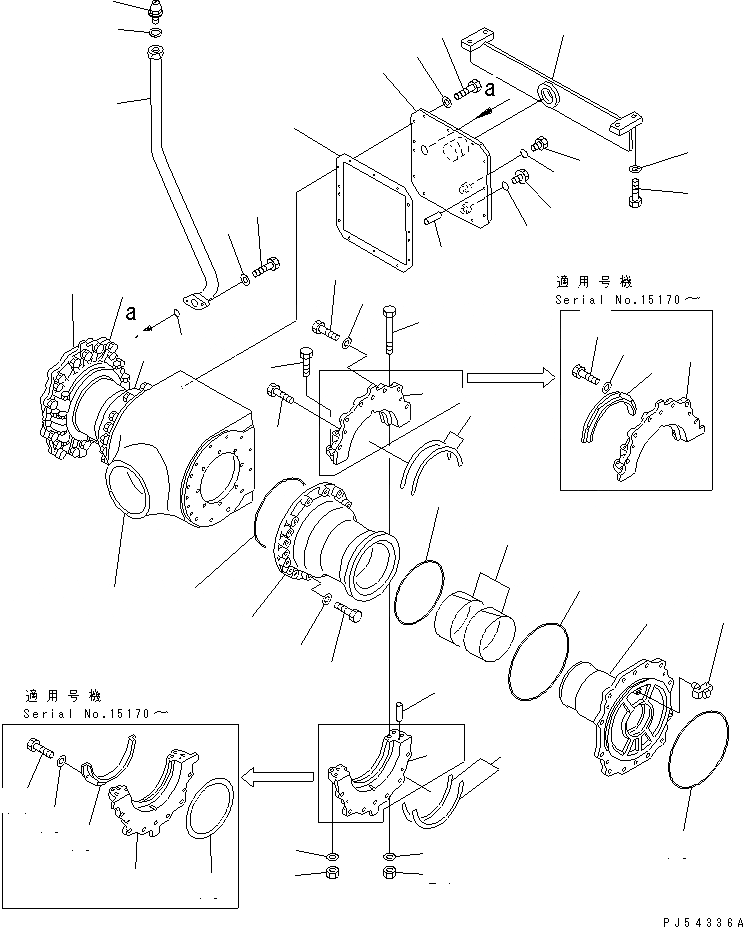 Схема запчастей Komatsu GD510R-1 - КОРПУС КОНЕЧН. ПЕРЕДАЧИ(№-9) СИЛОВАЯ ПЕРЕДАЧА