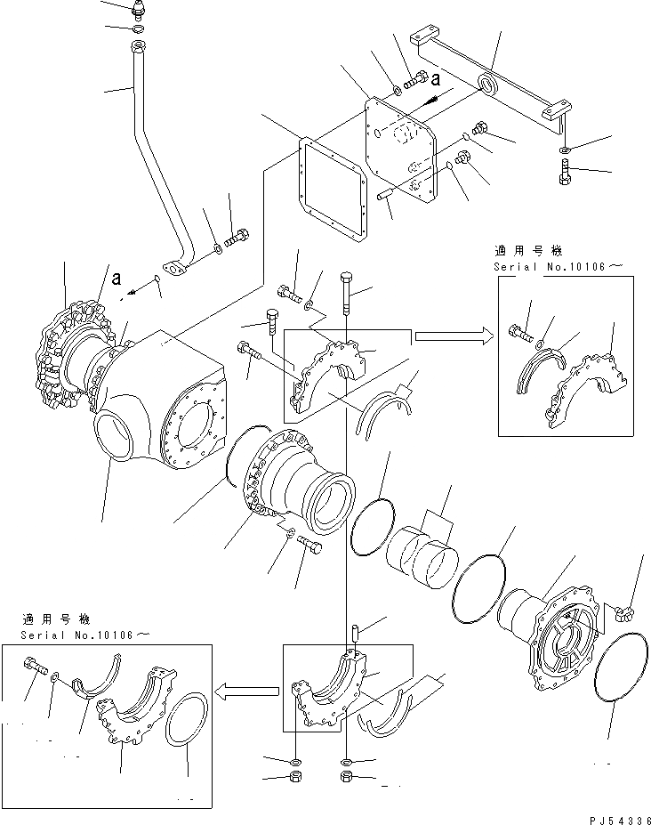 Схема запчастей Komatsu GD511A-1 - КОРПУС КОНЕЧН. ПЕРЕДАЧИ(№-) СИЛОВАЯ ПЕРЕДАЧА