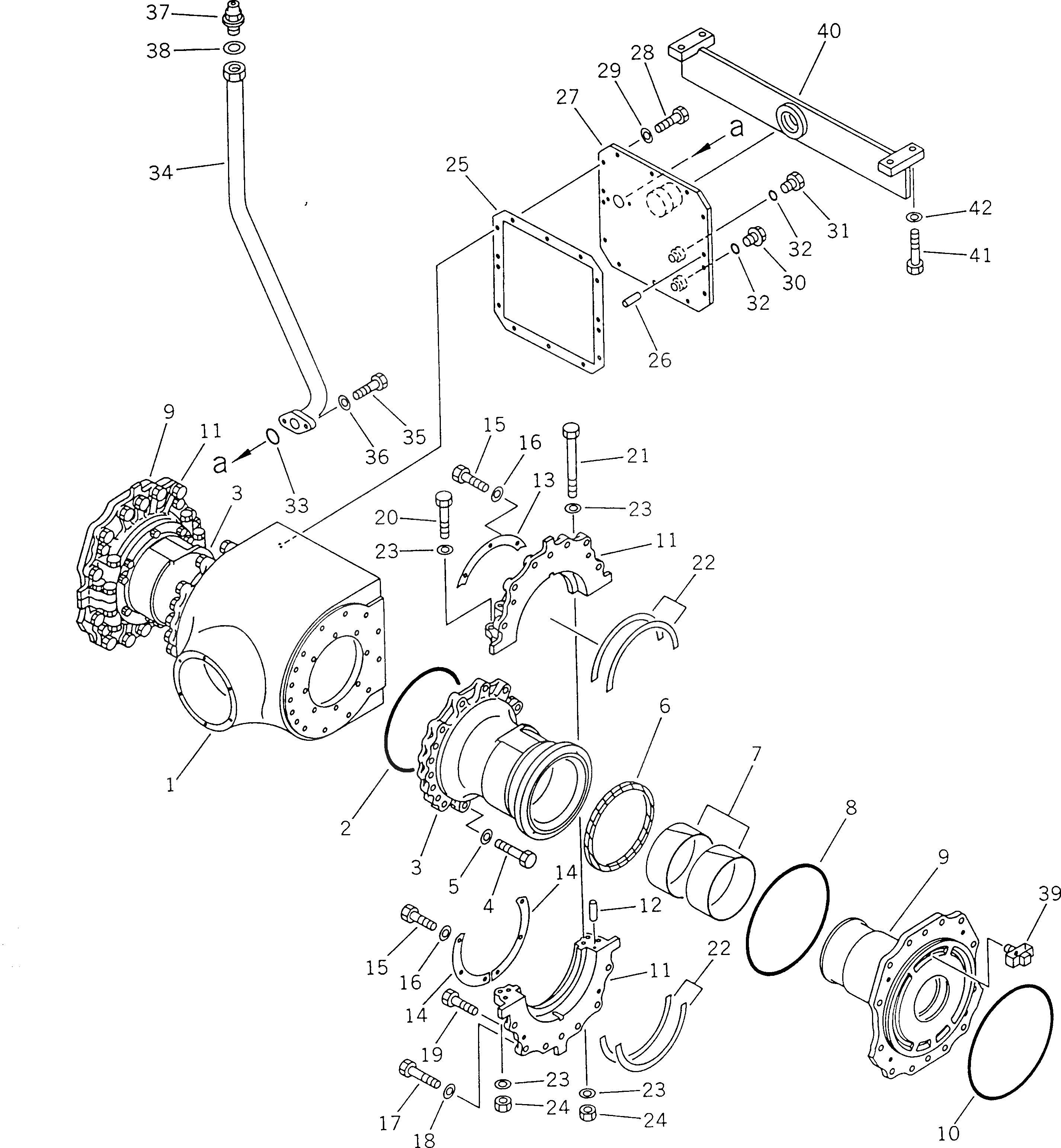 Схема запчастей Komatsu GD511A-1 - КОРПУС КОНЕЧН. ПЕРЕДАЧИ(№-) СИЛОВАЯ ПЕРЕДАЧА