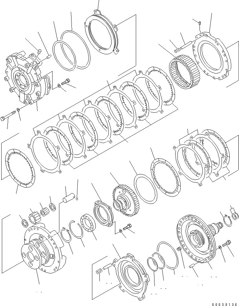 Схема запчастей Komatsu GD521A-1E - ТРАНСМИССИЯ (МУФТА ПОВЫШ./ПОНИЖ.) СИЛОВАЯ ПЕРЕДАЧА