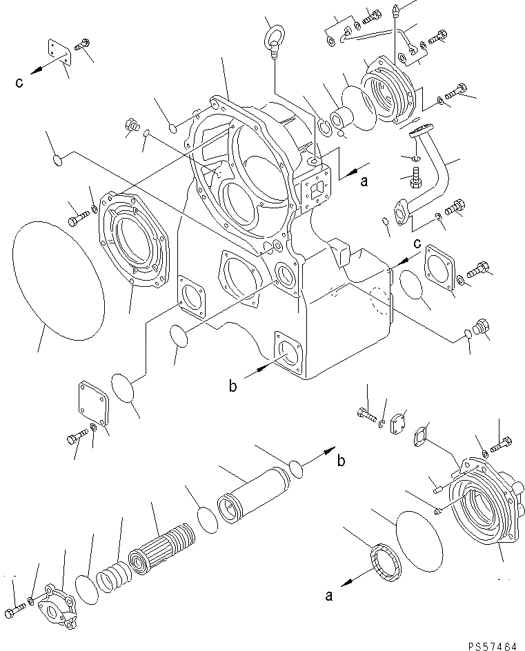 Схема запчастей Komatsu GD521A-1 - ТРАНСМИССИЯ (КОРПУС ПЕРЕДАЧИ)(№-) СИЛОВАЯ ПЕРЕДАЧА