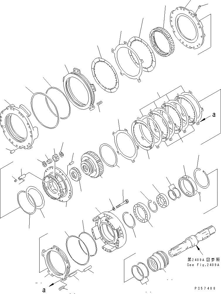 Схема запчастей Komatsu GD521A-1 - ТРАНСМИССИЯ (1 И 2 МУФТА)(№-) СИЛОВАЯ ПЕРЕДАЧА