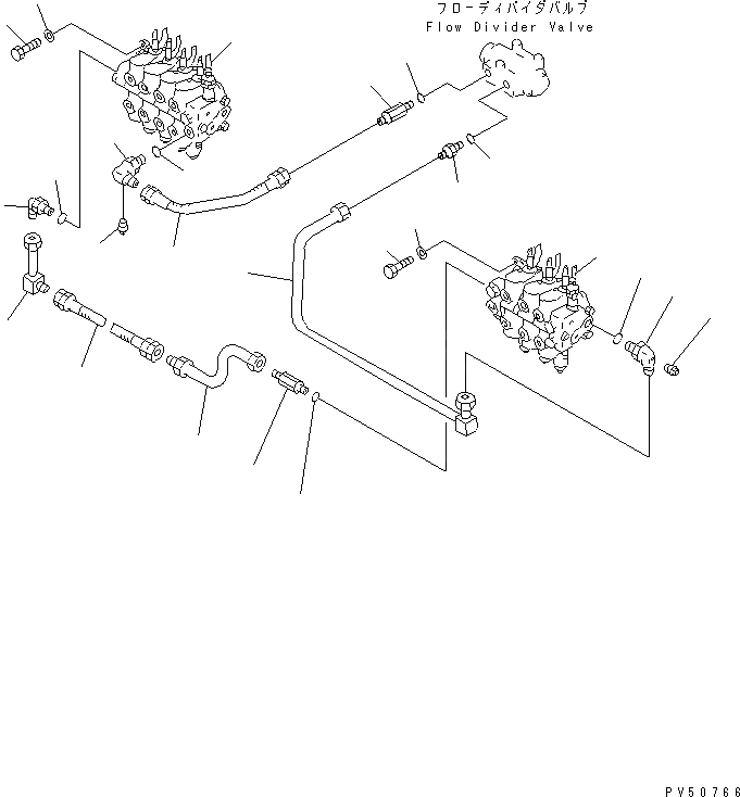 Схема запчастей Komatsu GD521A-1 - ГИДРОЛИНИЯ (ПОТОК DIVEDER КЛАПАН - УПРАВЛЯЮЩ. КЛАПАН) ГИДРАВЛИКА