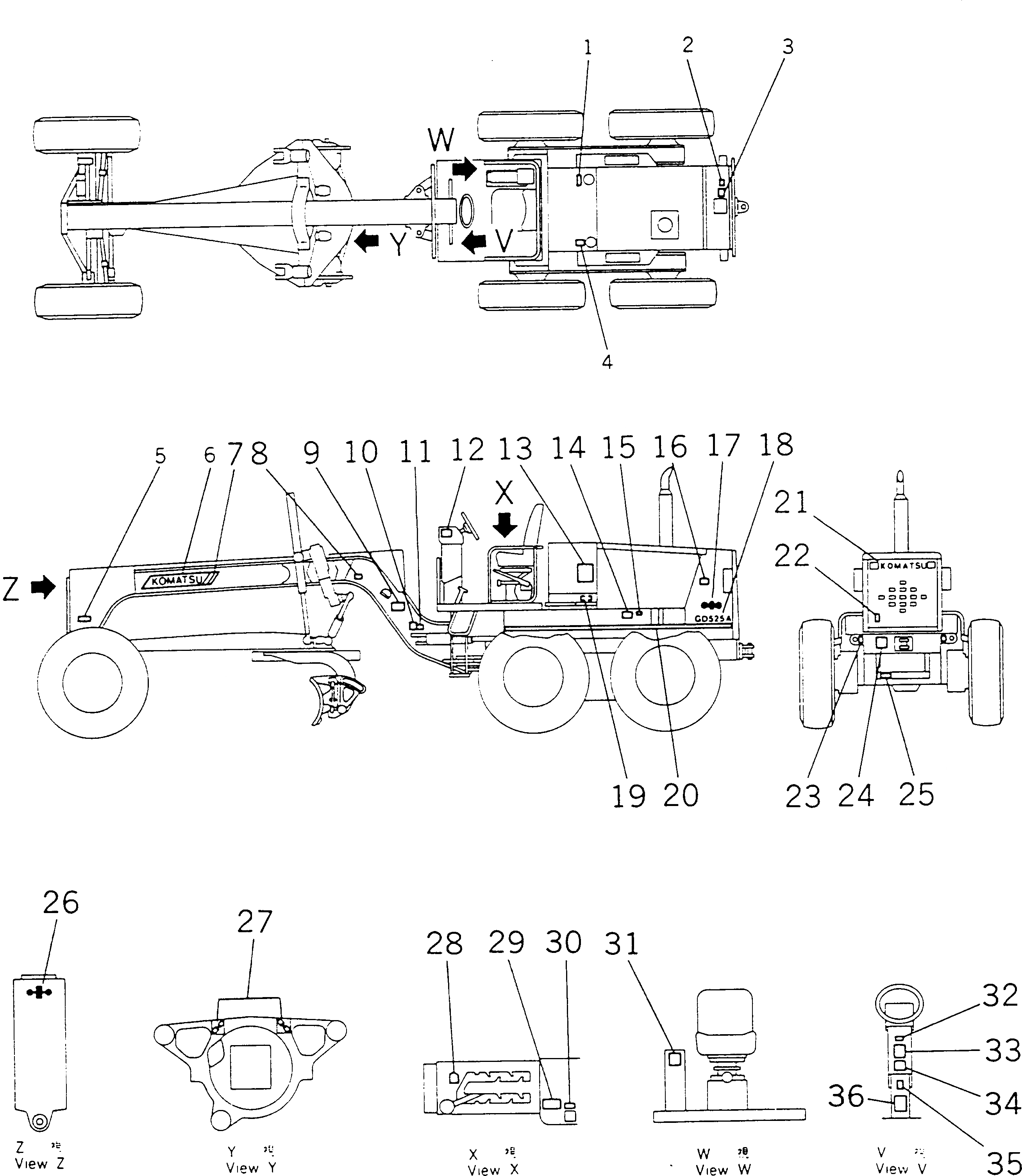 Схема запчастей Komatsu GD525A-1 - МАРКИРОВКА(№-) МАРКИРОВКА¤ ИНСТРУМЕНТ И РЕМКОМПЛЕКТЫ