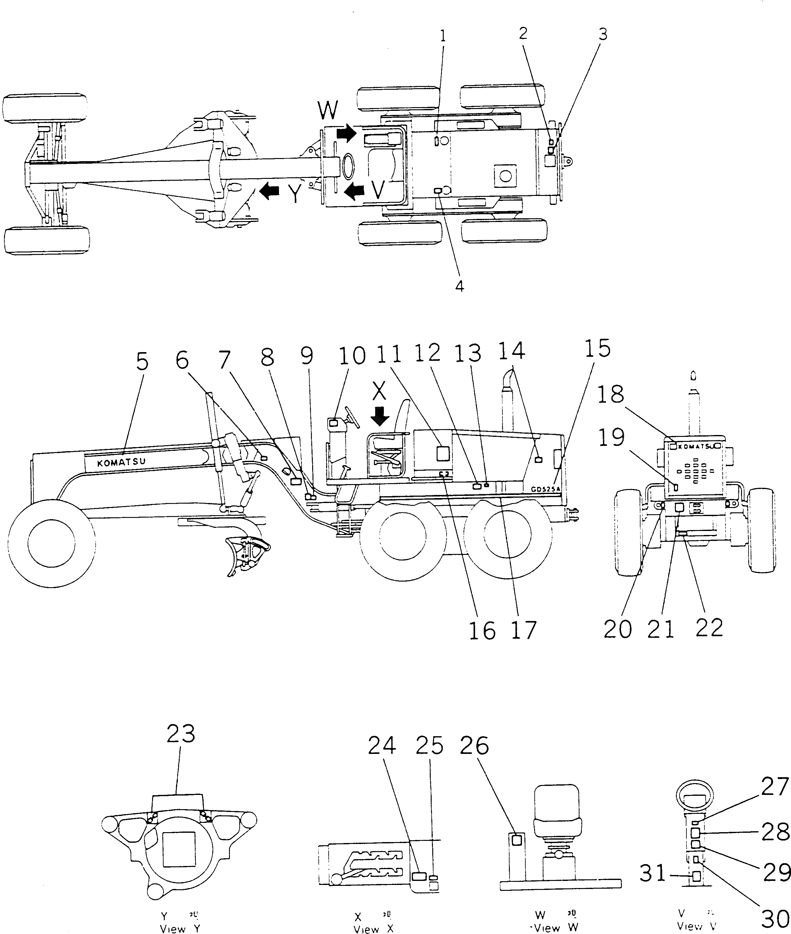 Схема запчастей Komatsu GD525A-1 - МАРКИРОВКА(№-) МАРКИРОВКА¤ ИНСТРУМЕНТ И РЕМКОМПЛЕКТЫ