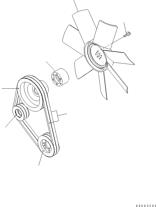 Схема запчастей Komatsu GD555-3A - ДВИГАТЕЛЬ ОХЛАЖД-Е (ШКИВ ВЕНТИЛЯТОРА И V-РЕМЕНЬ) (ДЛЯ ВЫСОК. ЕМК. РАДИАТОР)(№-) СИСТЕМА ОХЛАЖДЕНИЯ