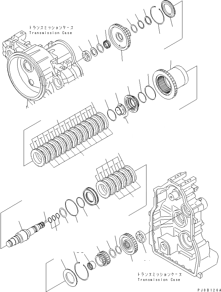 Схема запчастей Komatsu GD555-3A - ТРАНСМИССИЯ (ПЕРЕД. ВЫС. И 1 МУФТА) ТРАНСМИССИЯ