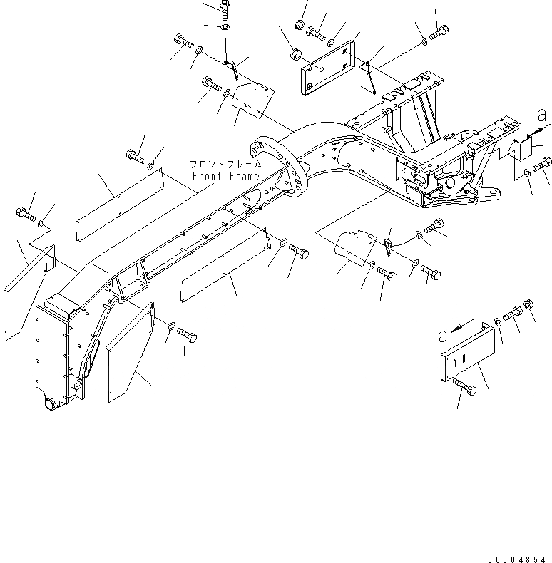 Схема запчастей Komatsu GD555-3A - ПОКРЫТИЕ ПОЛА И ПЕРЕДН. РАМА КРЫШКА(БЕЗ SCARIFIER) ЧАСТИ КОРПУСА