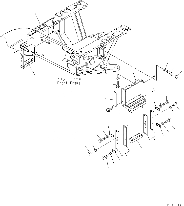 Схема запчастей Komatsu GD555-3A - ЛЕСТНИЦА И БОКОВ. СТУПЕНЬКА(№-) ЧАСТИ КОРПУСА