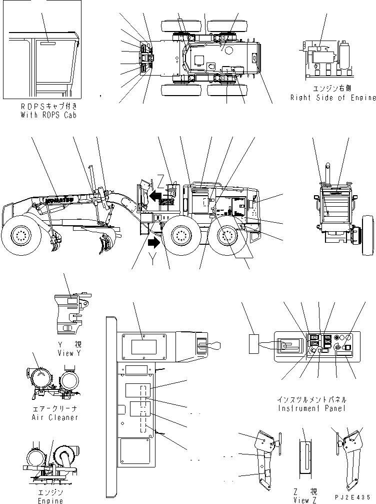 Схема запчастей Komatsu GD555-3A - МАРКИРОВКА (АНГЛ.)(№-) МАРКИРОВКА