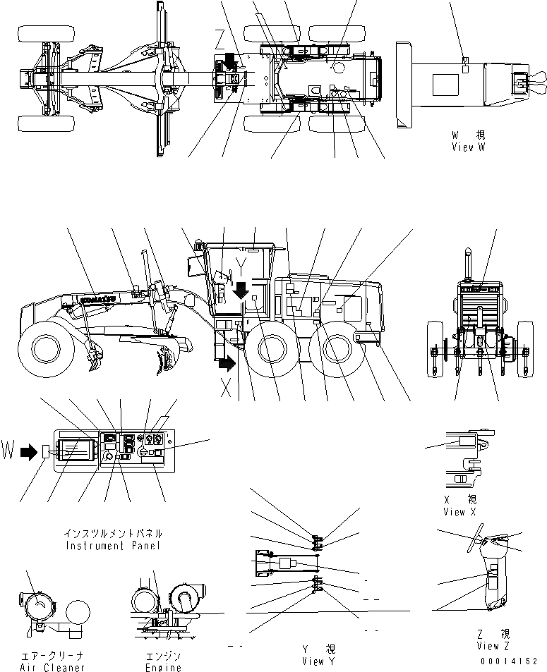 Схема запчастей Komatsu GD555-3A - МАРКИРОВКА (АНГЛ.) (ДЛЯ АВСТРАЛИИ)(№9-) МАРКИРОВКА