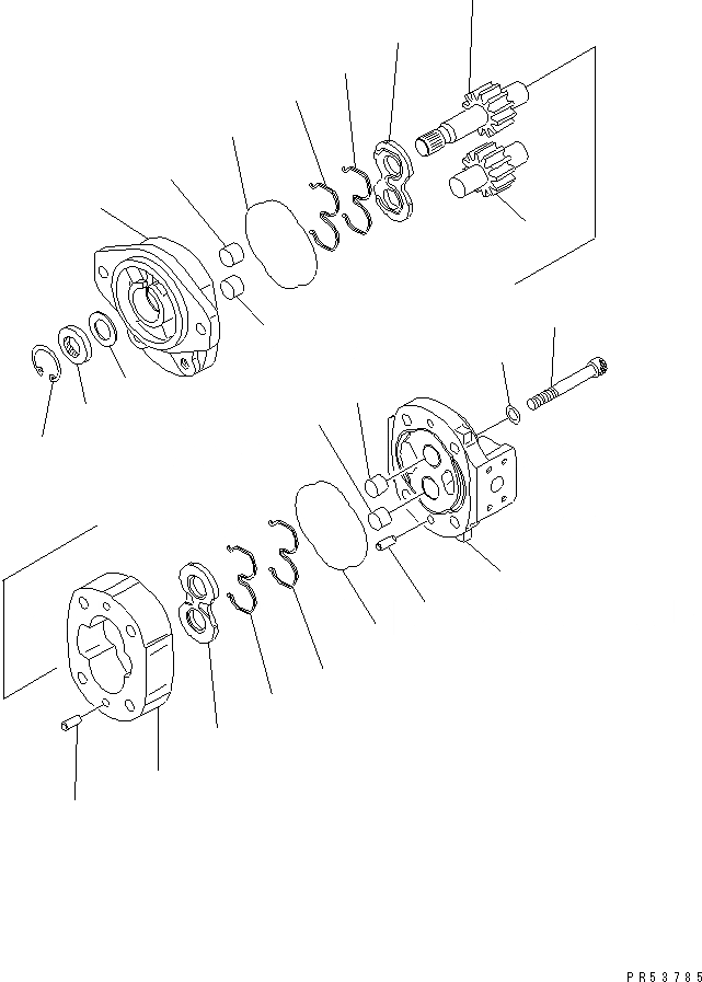 Схема запчастей Komatsu GD555-3A - ПРИВОД НАСОС (ОДИНОЧН.) (ВНУТР. ЧАСТИ) ОСНОВН. КОМПОНЕНТЫ И РЕМКОМПЛЕКТЫ