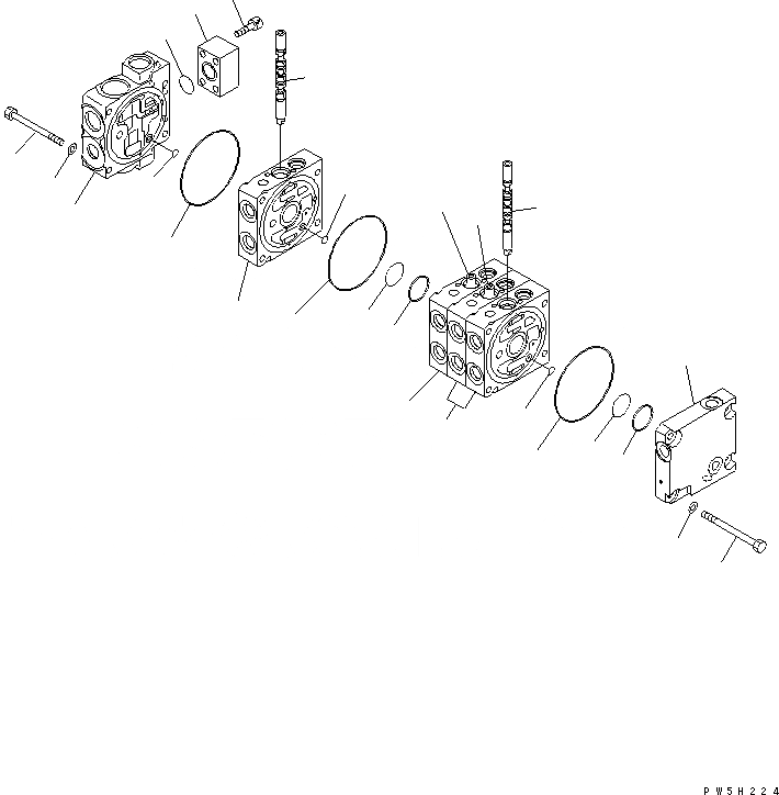 Схема запчастей Komatsu GD555-3A - УПРАВЛЯЮЩ. КЛАПАН (4-Х СЕКЦИОНН.) (/) (ПРАВ.) ОСНОВН. КОМПОНЕНТЫ И РЕМКОМПЛЕКТЫ