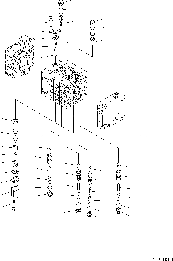 Схема запчастей Komatsu GD555-3A - УПРАВЛЯЮЩ. КЛАПАН (4-Х СЕКЦИОНН.) (/) (ПРАВ.) ОСНОВН. КОМПОНЕНТЫ И РЕМКОМПЛЕКТЫ