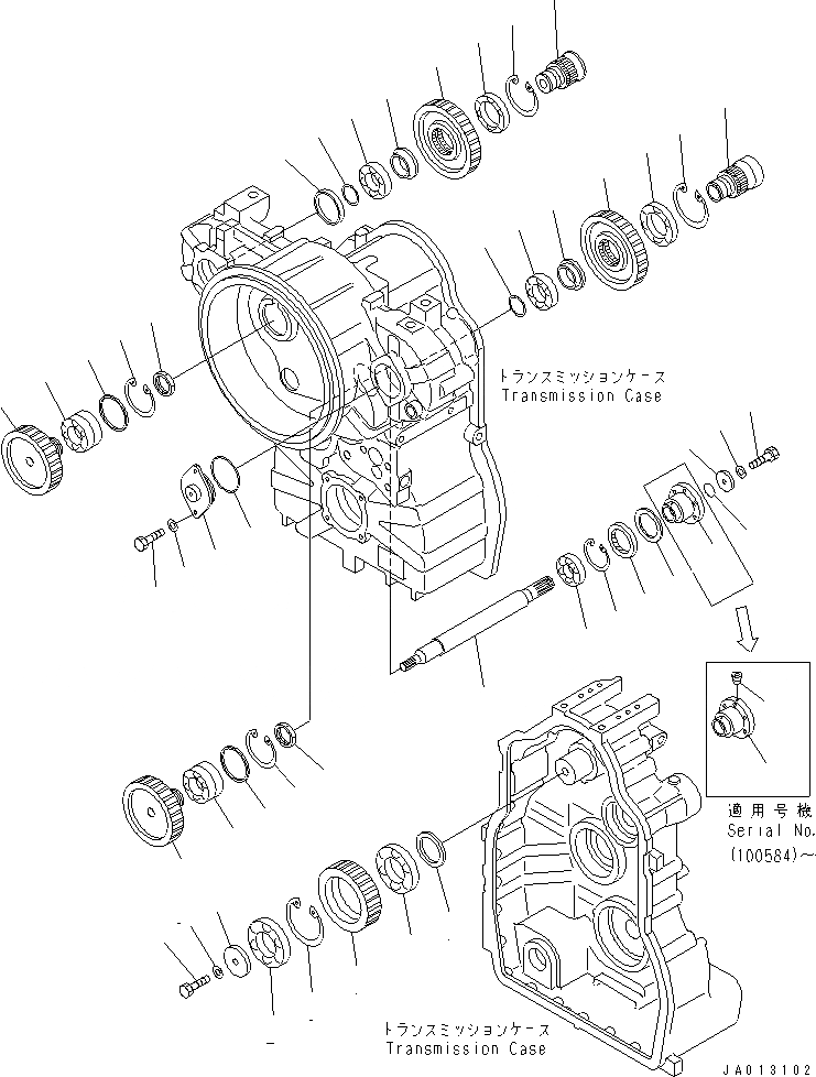 Схема запчастей Komatsu GD555-3 - ТРАНСМИССИЯ (P.T.O И ЛЕНИВЕЦ) ТРАНСМИССИЯ