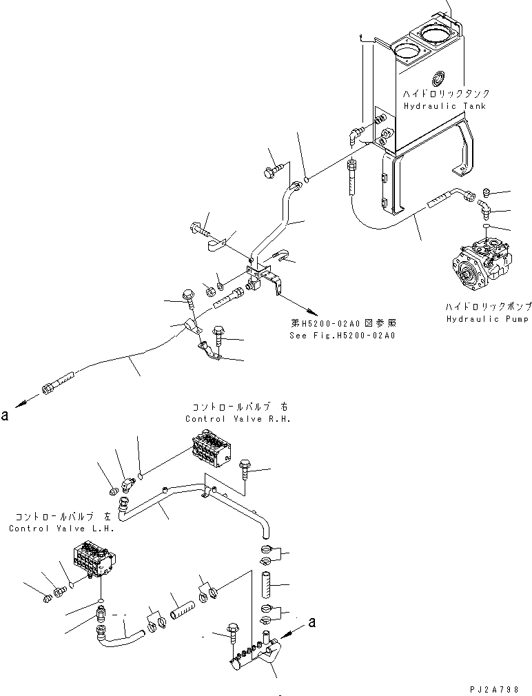 Схема запчастей Komatsu GD555-3 - ГИДРОЛИНИЯ (ВОЗВРАТ. ЛИНИЯ)(№-) ГИДРАВЛИКА