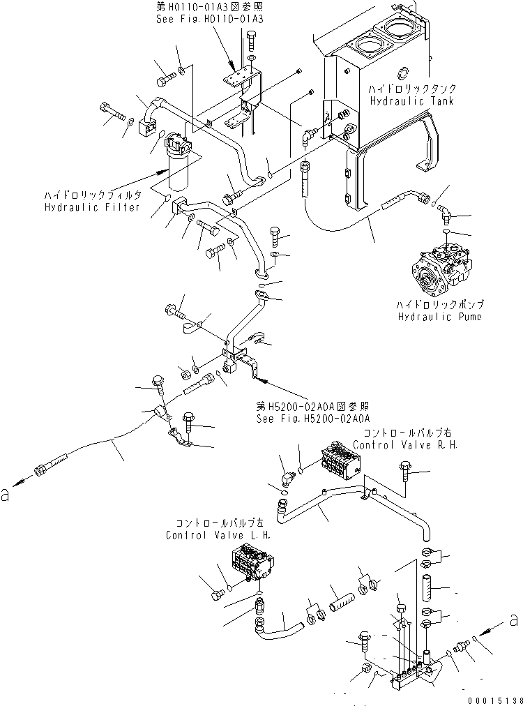 Схема запчастей Komatsu GD555-3 - ГИДРОЛИНИЯ (ВОЗВРАТ. ЛИНИЯ) (CALIДЛЯNIA СПЕЦ-Я.)(№-) ГИДРАВЛИКА