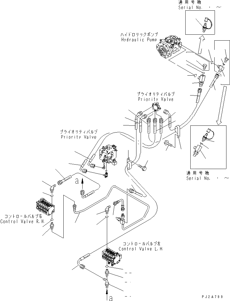 Схема запчастей Komatsu GD555-3 - ГИДРОЛИНИЯ (L.S. ТРУБЫ¤ /)(№-) ГИДРАВЛИКА