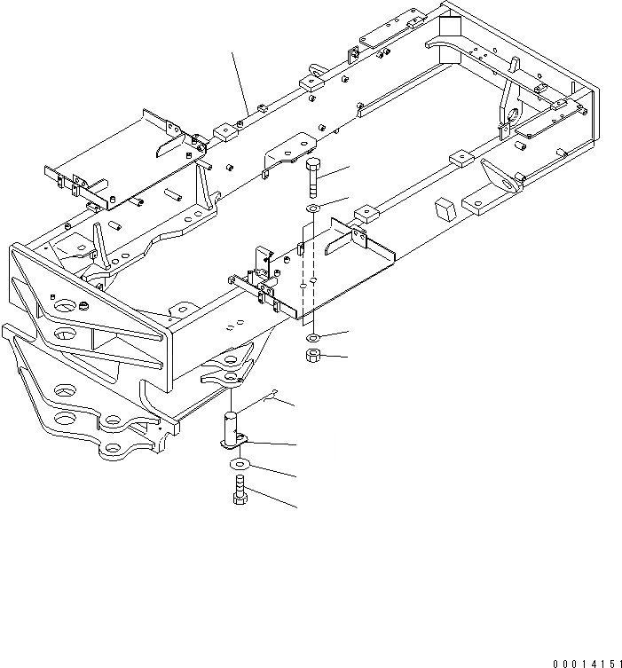 Схема запчастей Komatsu GD555-3 - ЗАДН. РАМА И ПАЛЕЦ(№-) РАМА И КОМПОНЕНТЫ