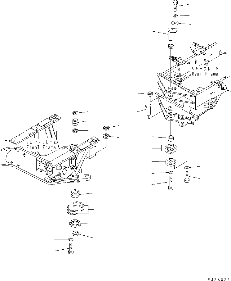 Схема запчастей Komatsu GD555-3 - ПАЛЕЦ(ДЛЯ ПЕРЕДН. И ЗАДН. РАМА) РАМА И КОМПОНЕНТЫ