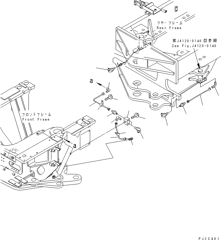 Схема запчастей Komatsu GD555-3 - УДАЛЕННАЯ СМАЗКА(№-) РАМА И КОМПОНЕНТЫ