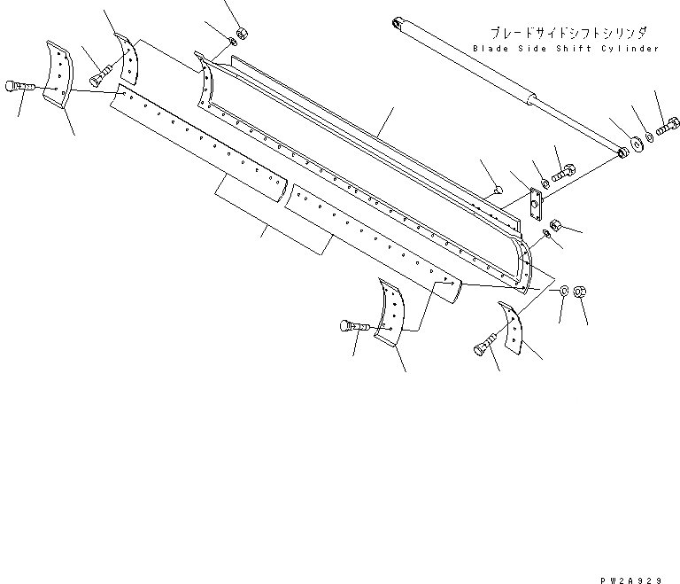 Схема запчастей Komatsu GD555-3 - ОТВАЛ (.7M) (БОЛЬШ. SIZE КРОМКА) (С END BIT) РАБОЧЕЕ ОБОРУДОВАНИЕ