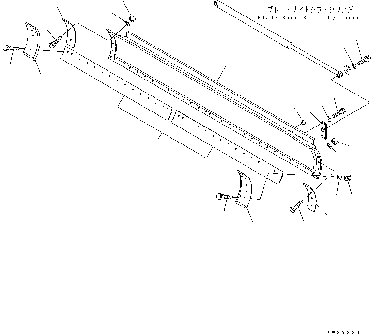 Схема запчастей Komatsu GD555-3 - ОТВАЛ (.M) (БОЛЬШ. SIZE КРОМКА) (С END BIT) РАБОЧЕЕ ОБОРУДОВАНИЕ