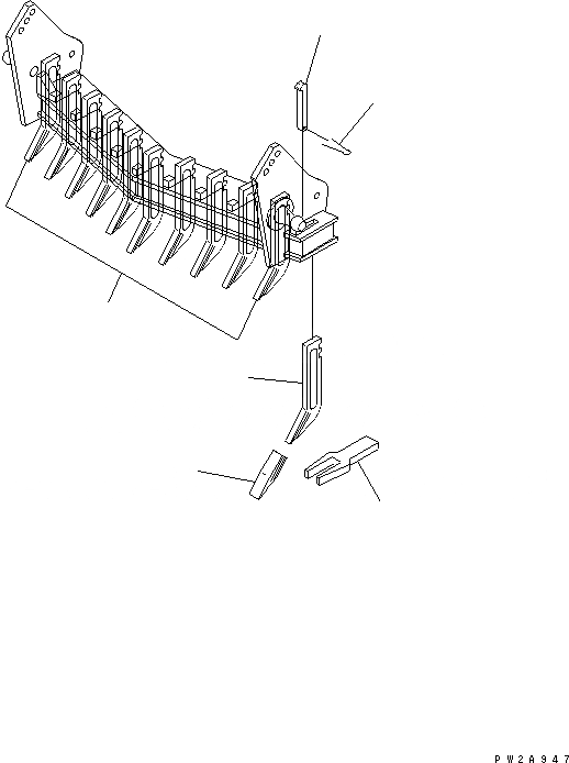 Схема запчастей Komatsu GD555-3 - SCARIFIER SHANK TOOTH РАБОЧЕЕ ОБОРУДОВАНИЕ