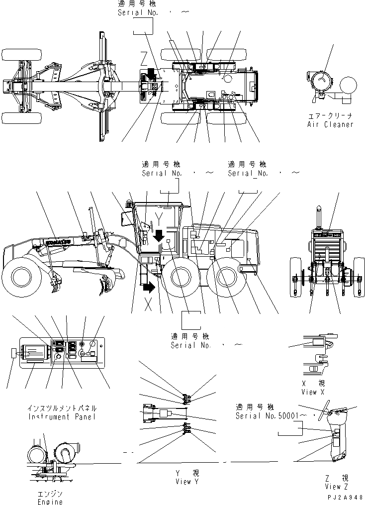 Схема запчастей Komatsu GD555-3 - МАРКИРОВКА (АНГЛ.)(№-) МАРКИРОВКА