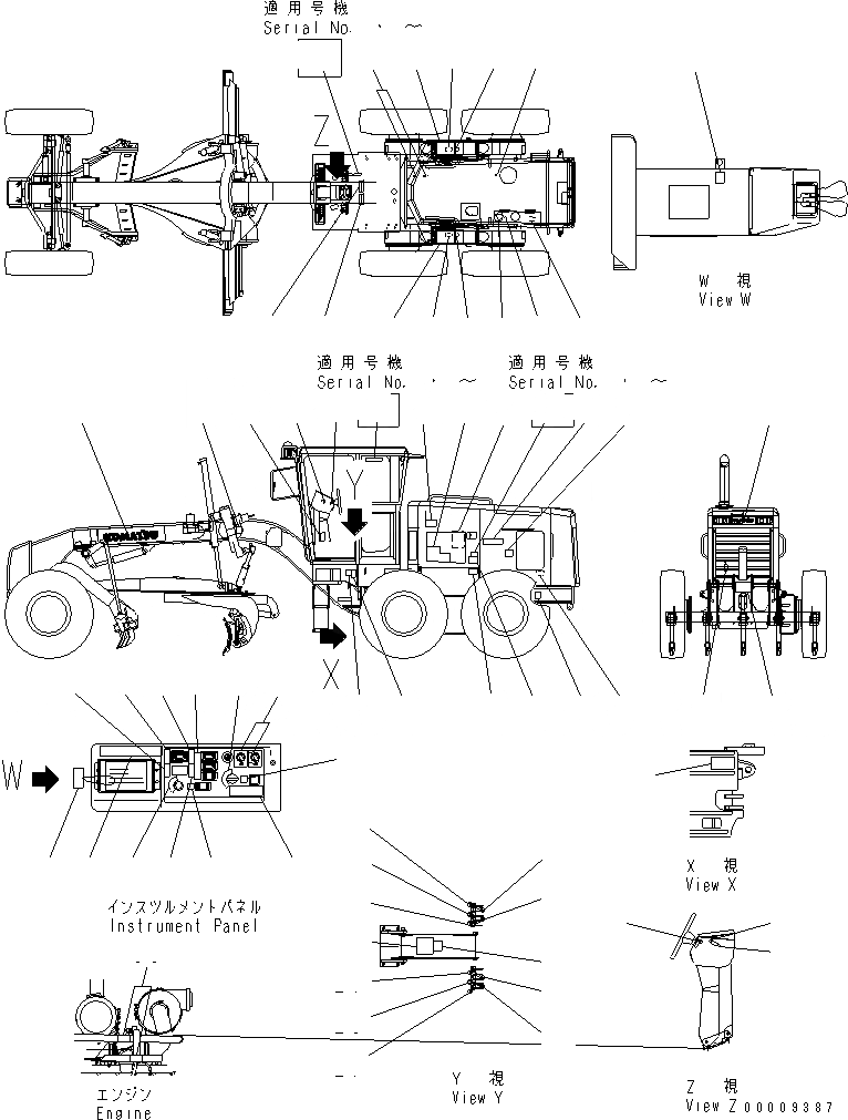 Схема запчастей Komatsu GD555-3 - МАРКИРОВКА (АНГЛ.)(№-) МАРКИРОВКА