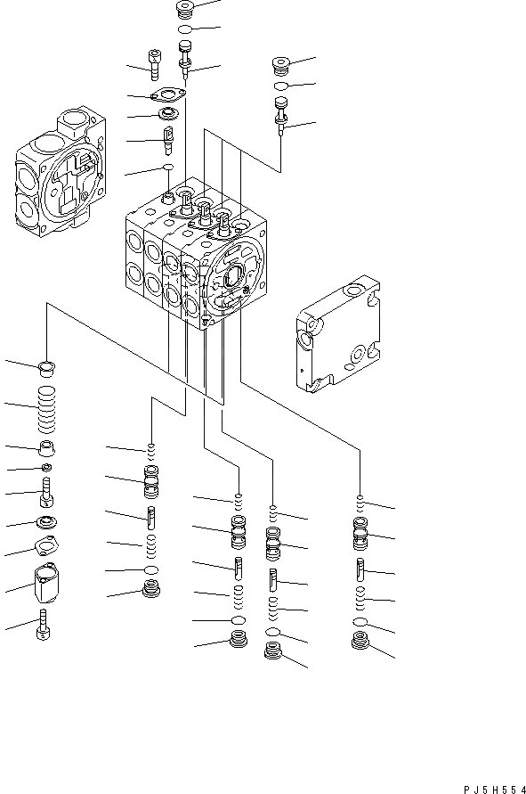 Схема запчастей Komatsu GD555-3 - УПРАВЛЯЮЩ. КЛАПАН (4-Х СЕКЦИОНН.) (/) (ПРАВ.) ОСНОВН. КОМПОНЕНТЫ И РЕМКОМПЛЕКТЫ