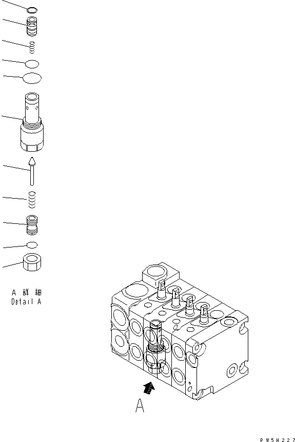 Схема запчастей Komatsu GD555-3 - УПРАВЛЯЮЩ. КЛАПАН (4-Х СЕКЦИОНН.) (/) (ПРАВ.) ОСНОВН. КОМПОНЕНТЫ И РЕМКОМПЛЕКТЫ