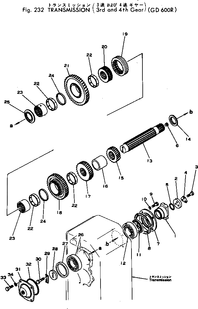 Схема запчастей Komatsu GD600R-1 - ТРАНСМИССИЯ (3 И 4 ПРИВОД) СИЛОВАЯ ПЕРЕДАЧА
