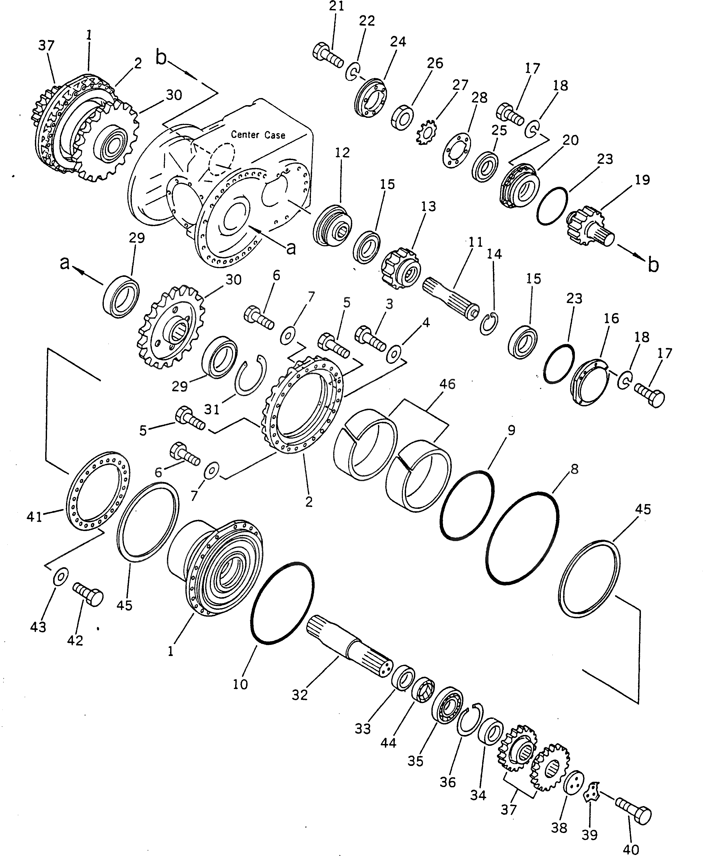 Схема запчастей Komatsu GD605A-3 - КОНЕЧНАЯ ПЕРЕДАЧА BULL ПРИВОД КОЛЕСА