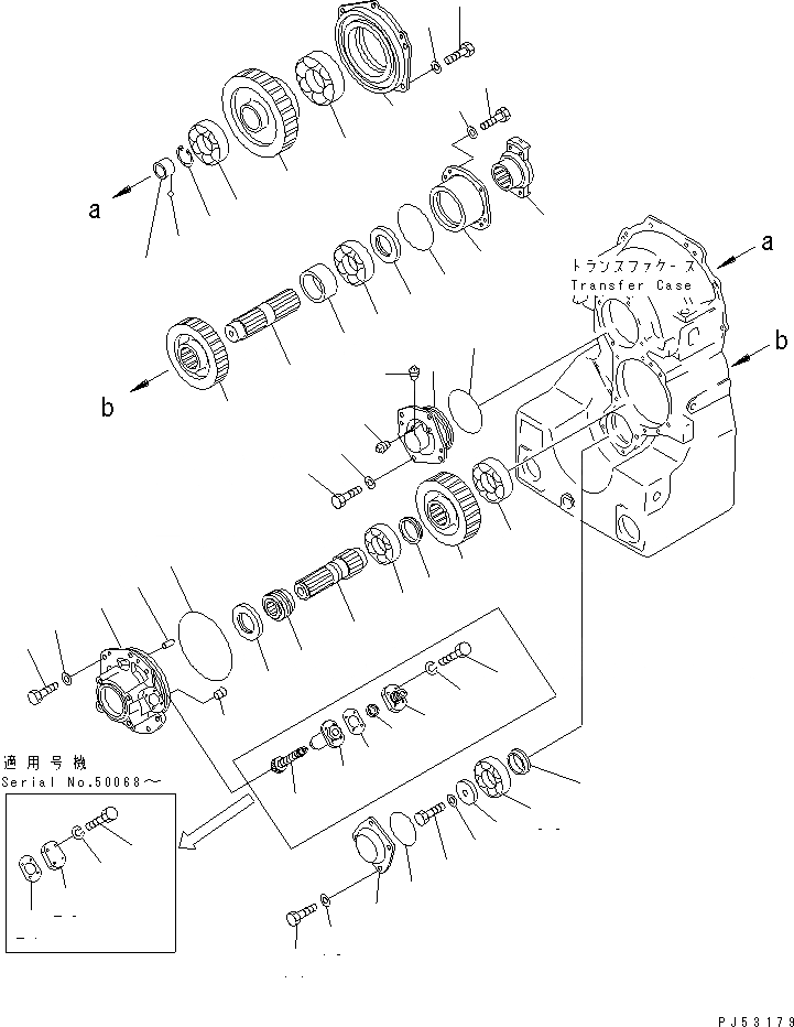 Схема запчастей Komatsu GD605A-5S - ТРАНСМИССИЯ (ВЫХОДНОЙ ВАЛ) СИЛОВАЯ ПЕРЕДАЧА