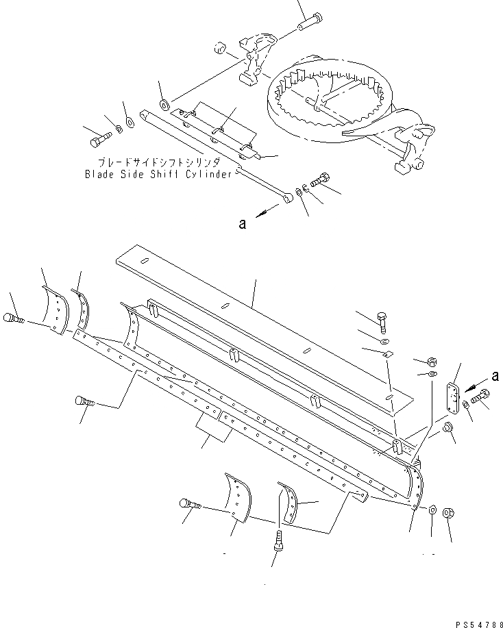 Схема запчастей Komatsu GD605A-5S - ОТВАЛ(№-) РАБОЧЕЕ ОБОРУДОВАНИЕ