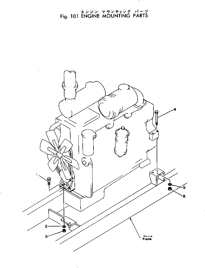 Схема запчастей Komatsu GD605A-1 - КРЕПЛЕНИЕ ДВИГАТЕЛЯ КОМПОНЕНТЫ ДВИГАТЕЛЯ И ЭЛЕКТРИКА