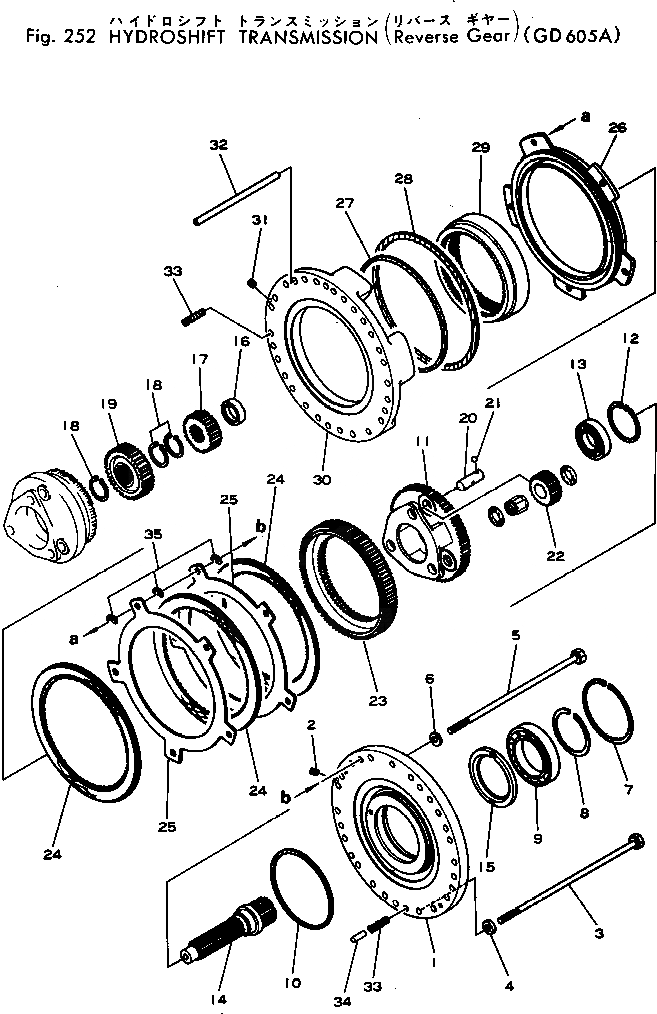 Схема запчастей Komatsu GD605A-1 - ТРАНСМИССИЯ (РЕВЕРС ПРИВОД) СИЛОВАЯ ПЕРЕДАЧА