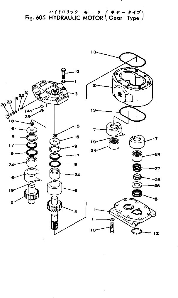 Схема запчастей Komatsu GD605A-1 - ГИДРАВЛ МОТОР (ПРИВОД ТИП) ГИДРАВЛИКА