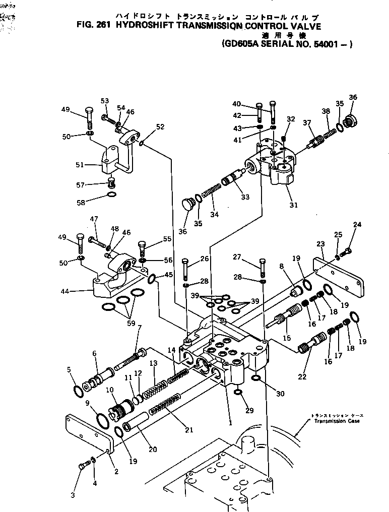 Схема запчастей Komatsu GD605A-3 - КЛАПАН УПРАВЛЕНИЯ ТРАНСМИССИЕЙ СИЛОВАЯ ПЕРЕДАЧА