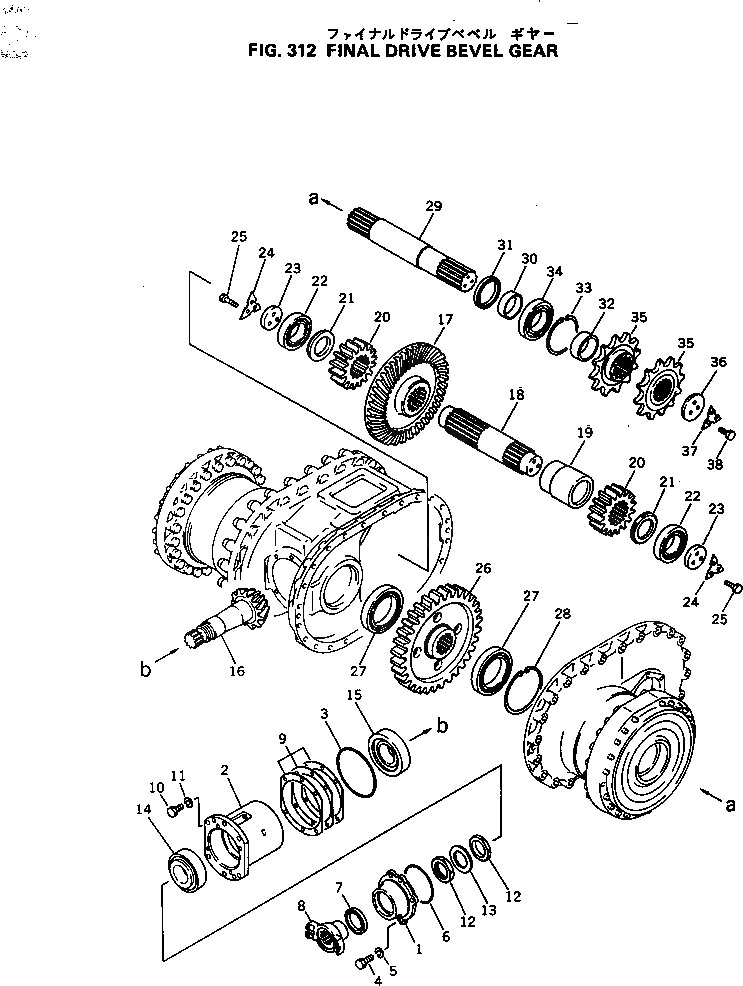 Схема запчастей Komatsu GD605A-3 - КОНЕЧНАЯ ПЕРЕДАЧА КОНИЧЕСКАЯ ПЕРЕДАЧА СДВОЕНН. ПРИВОД И КОЛЕСА