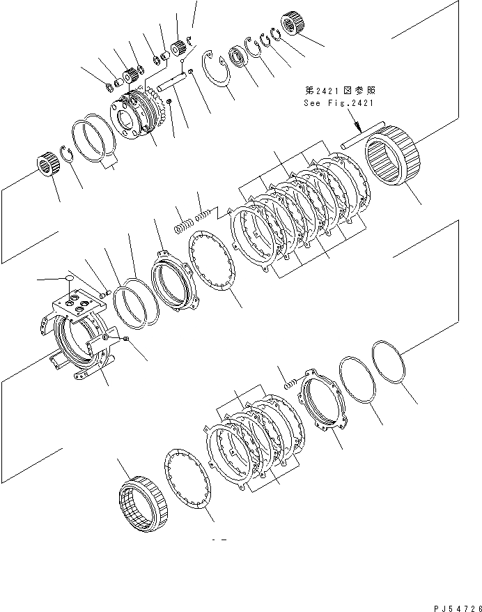 Схема запчастей Komatsu GD605A-5 - ТРАНСМИССИЯ (ПЕРЕД. И 3 МУФТА) СИЛОВАЯ ПЕРЕДАЧА
