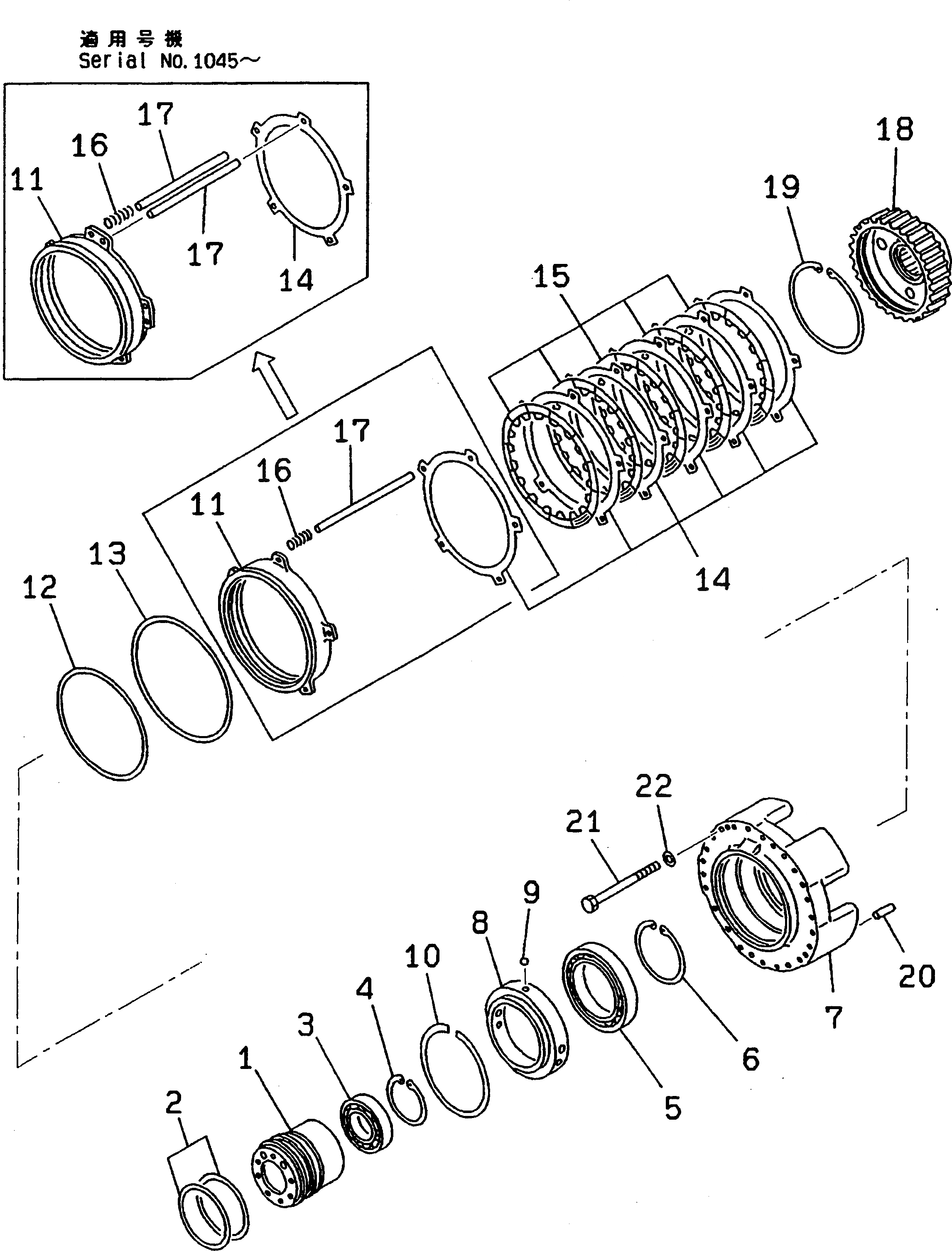 Схема запчастей Komatsu GD605A-5 - ТРАНСМИССИЯ (1 МУФТА) СИЛОВАЯ ПЕРЕДАЧА