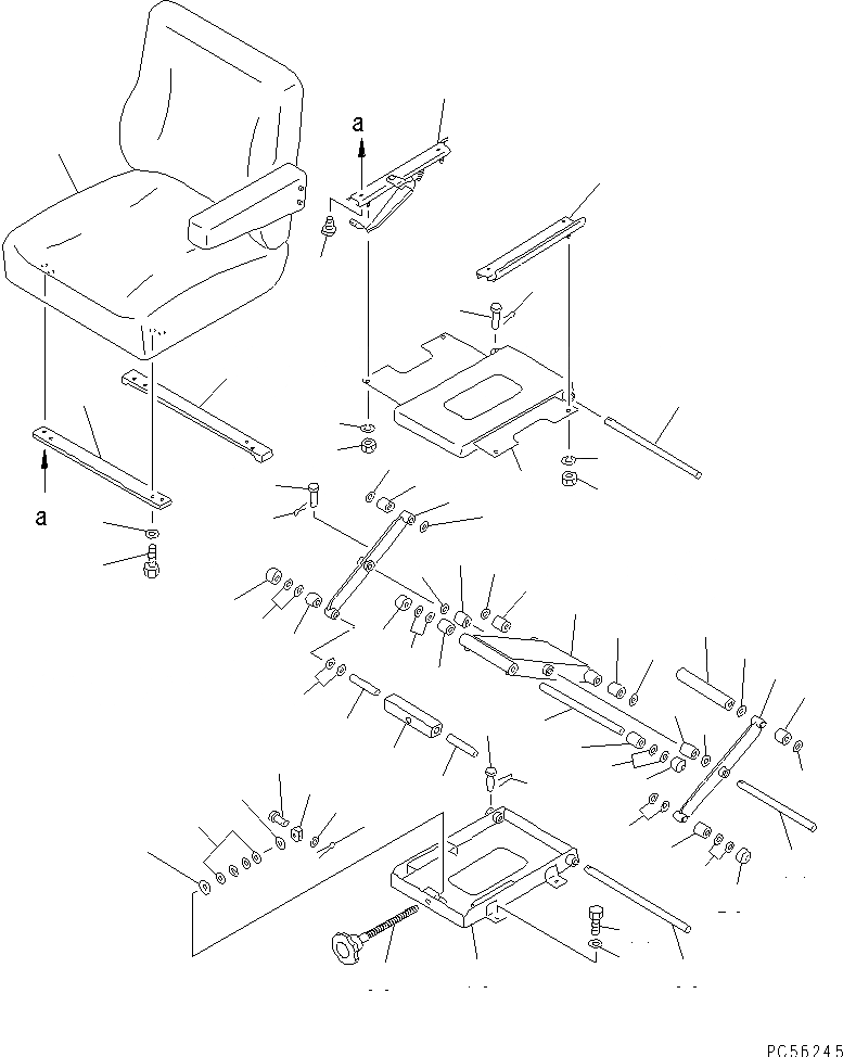 Схема запчастей Komatsu GD605A-5 - СИДЕНЬЕ ОПЕРАТОРА(№-) РАМА И ЧАСТИ КОРПУСА