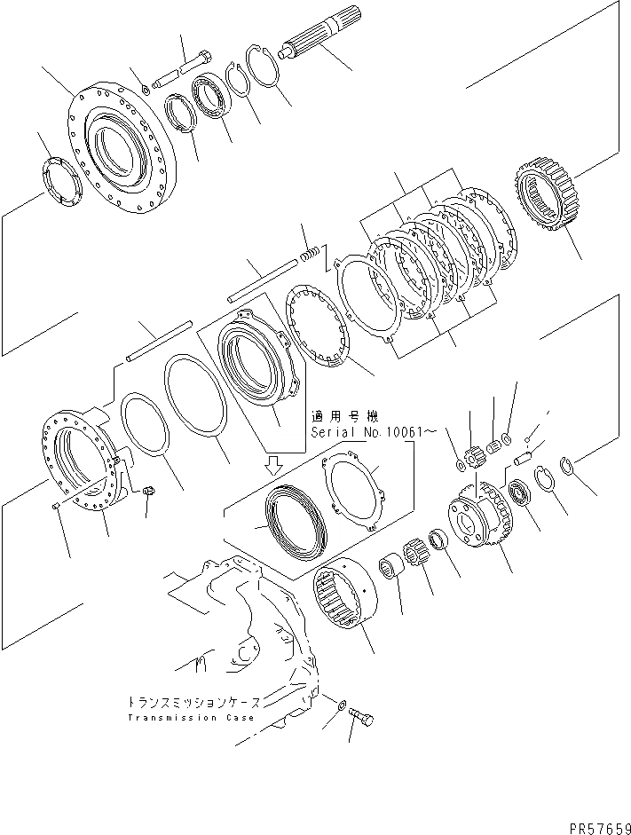 Схема запчастей Komatsu GD611A-1 - ТРАНСМИССИЯ (РЕВЕРС МУФТА)(№-) СИЛОВАЯ ПЕРЕДАЧА