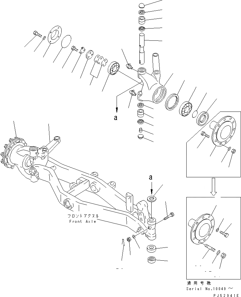 Схема запчастей Komatsu GD611A-1 - ПЕРЕДНИЙ МОСТ (/) СИЛОВАЯ ПЕРЕДАЧА