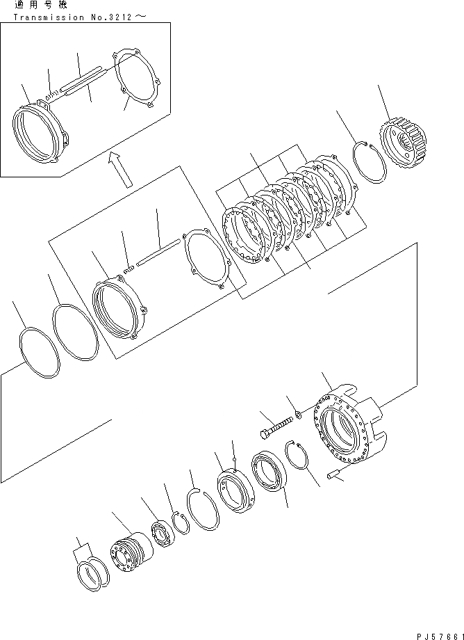 Схема запчастей Komatsu GD621R-1 - ТРАНСМИССИЯ (1 МУФТА)(№-8) СИЛОВАЯ ПЕРЕДАЧА