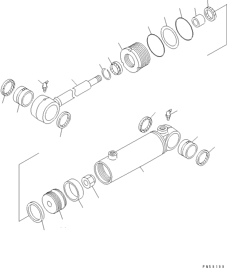 Схема запчастей Komatsu GD621R-1 - ЦИЛИНДР НАКЛОНА(№-) СИЛОВАЯ ПЕРЕДАЧА
