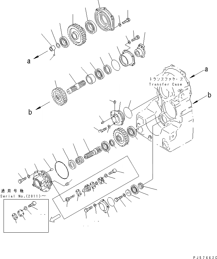 Схема запчастей Komatsu GD623A-1 - ТРАНСМИССИЯ (ВЫХОДНОЙ ВАЛ)(№-) СИЛОВАЯ ПЕРЕДАЧА